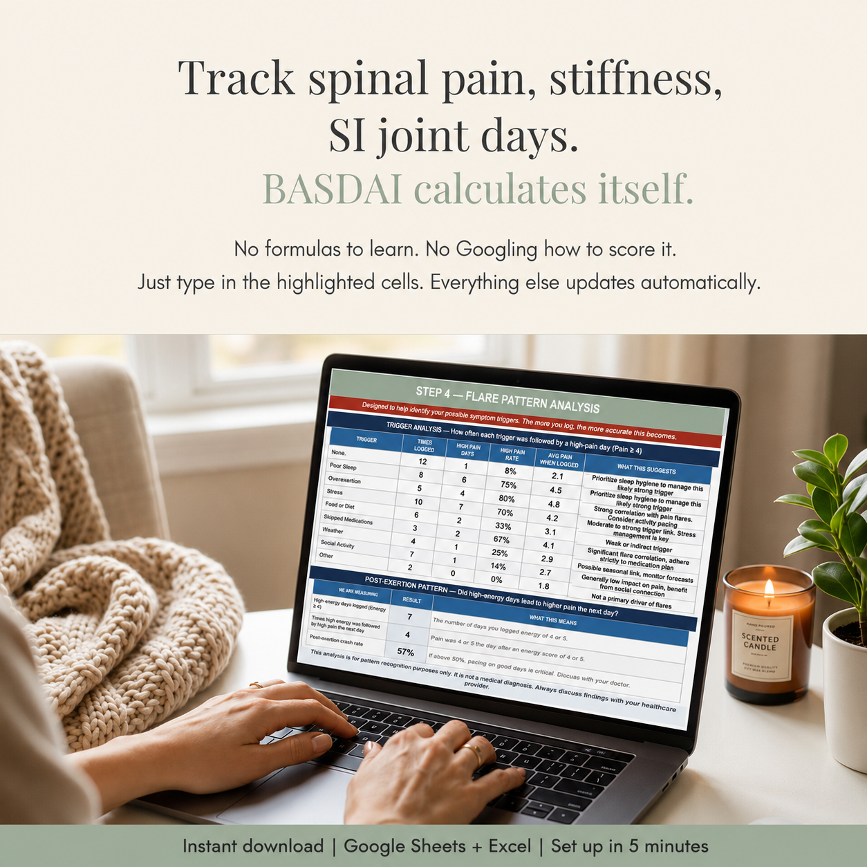 Ankylosing Spondylitis Symptom Tracker with BASDAI Score Log