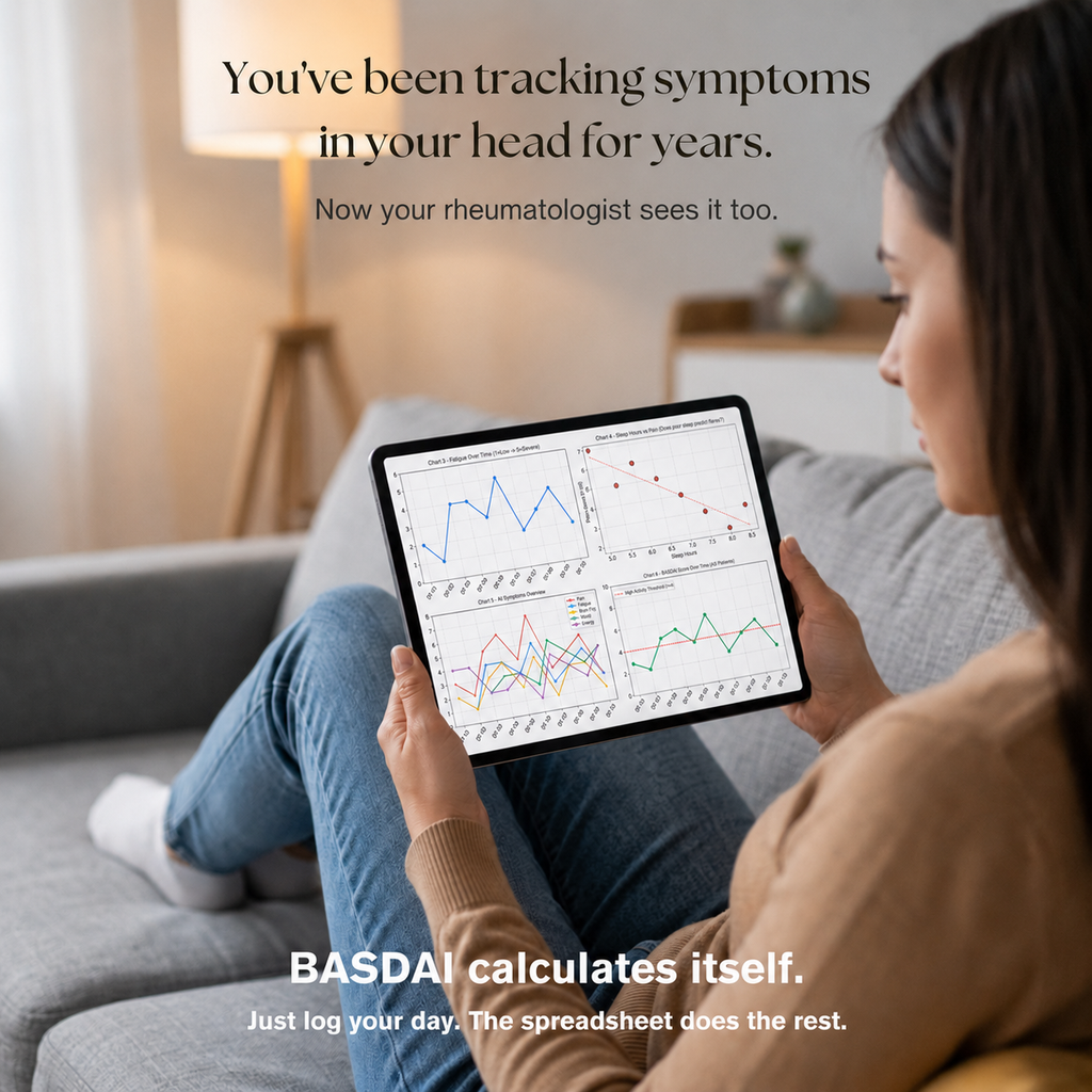 Ankylosing Spondylitis Symptom Tracker with BASDAI Score Log