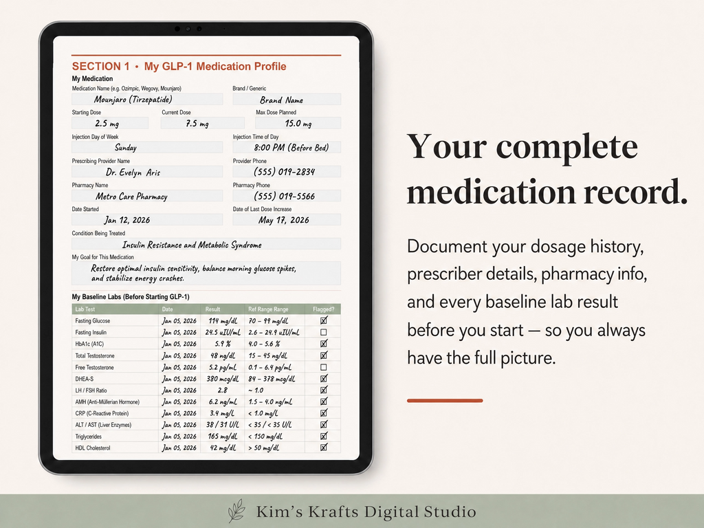 GLP-1 Injection Tracker, Semaglutide & Tirzepatide Log