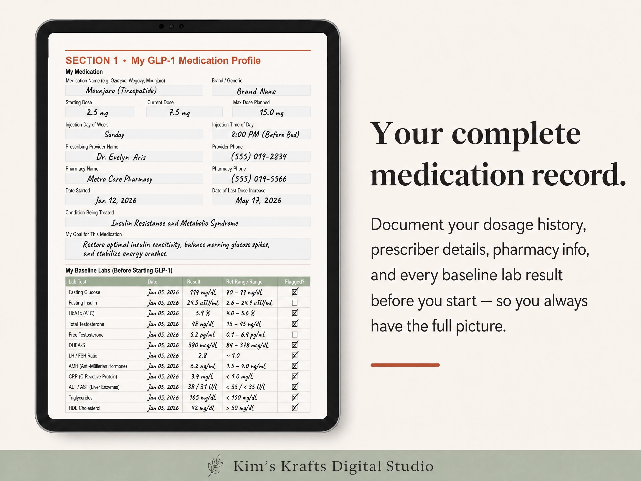 GLP-1 Injection Tracker, Semaglutide & Tirzepatide Log