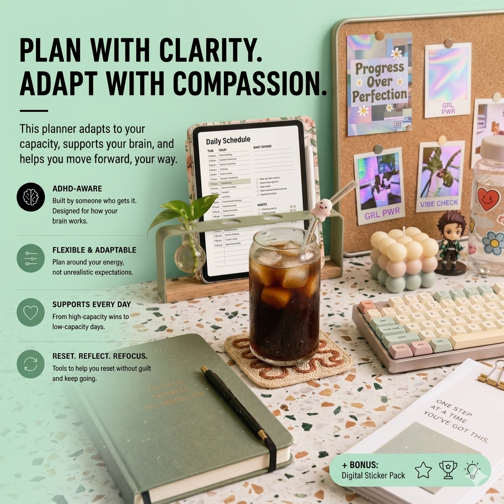 ADHD Digital Planner Energy Based Executive Dysfunction Kit