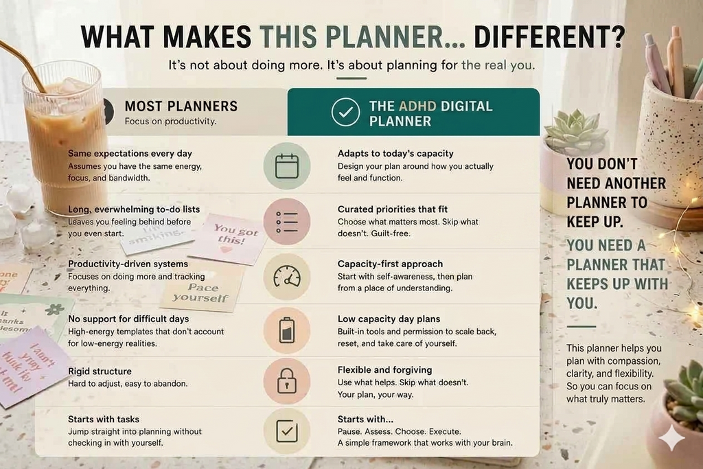 ADHD Digital Planner Energy Based Executive Dysfunction Kit
