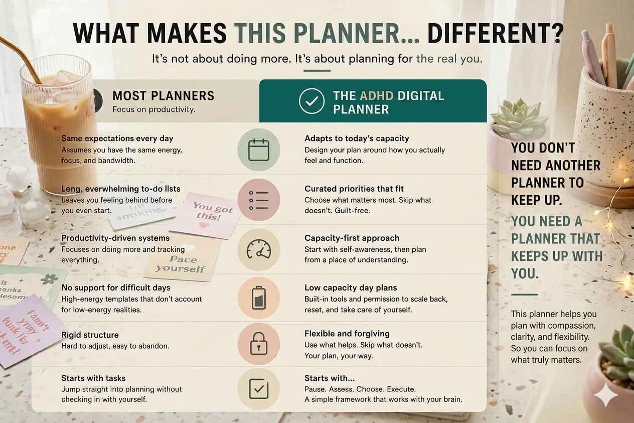ADHD Digital Planner Energy Based Executive Dysfunction Kit