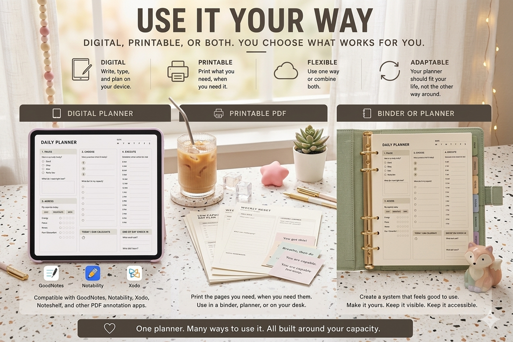 ADHD Digital Planner Energy Based Executive Dysfunction Kit