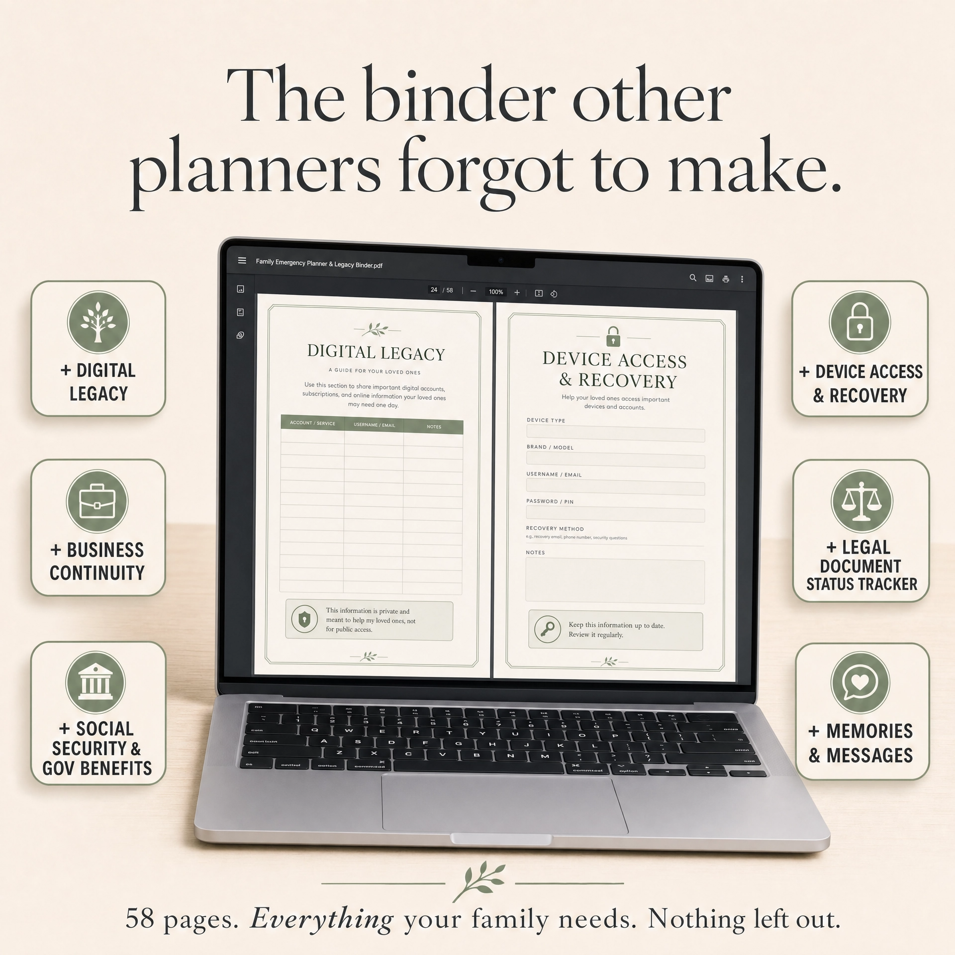 Family Emergency Binder, Legacy & End of Life Planner