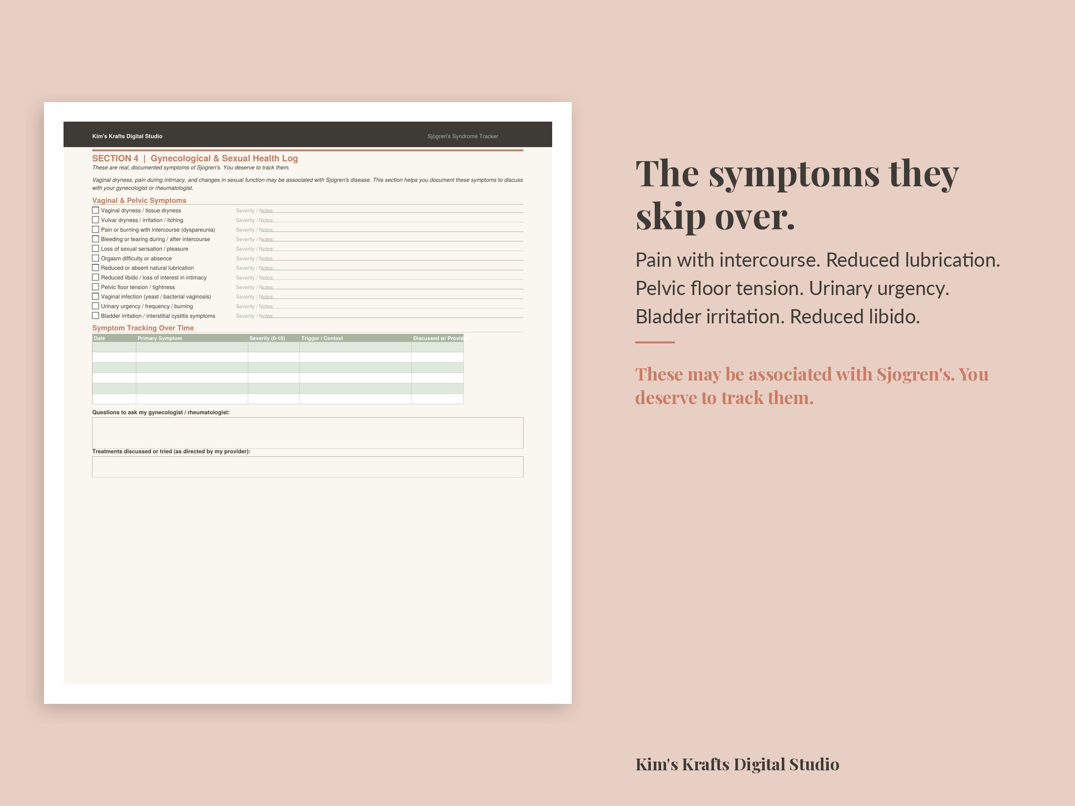 Sjogren's Syndrome Symptom Tracker | Chronic Illness Medical Binder
