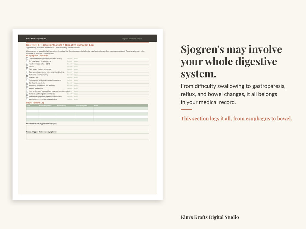 Sjogren's Syndrome Symptom Tracker | Chronic Illness Medical Binder
