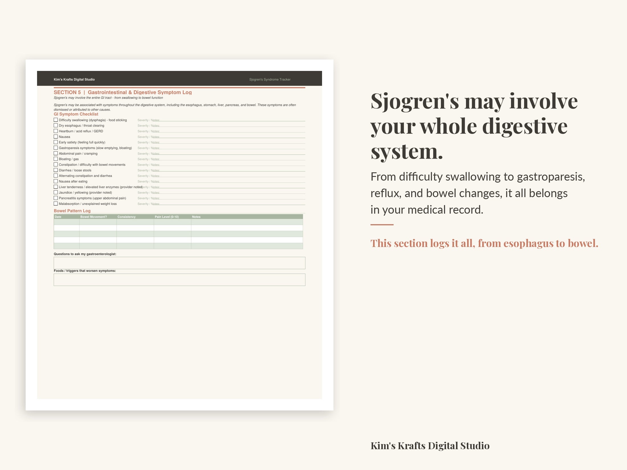Sjogren's Syndrome Symptom Tracker | Chronic Illness Medical Binder