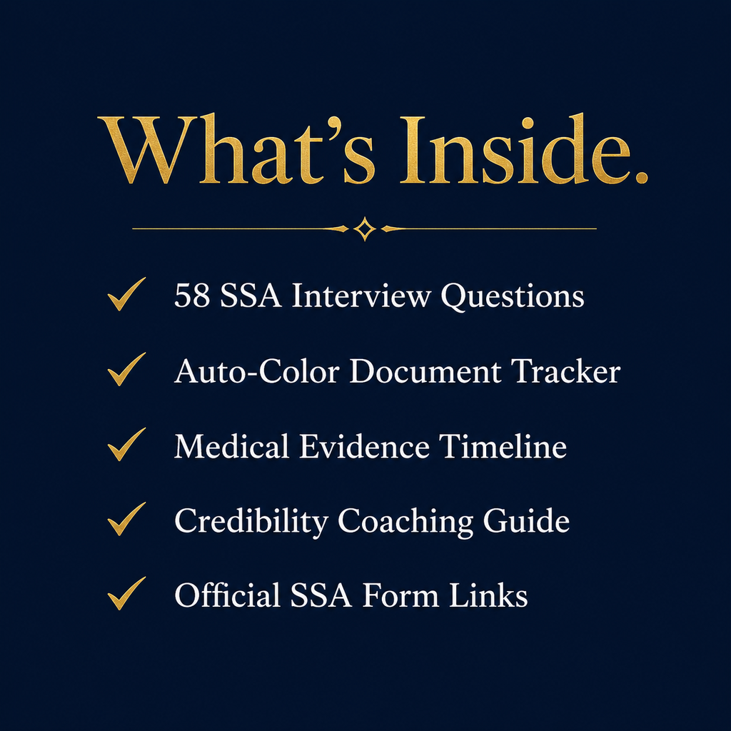 SSDI Benefits Binder — Complete Social Security Disability Preparation System (Google Sheets)